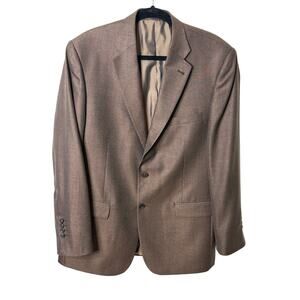 Turnbury Men’s Blazer 44L Brown Wool Silk Blend Sport Coat Two-Button Jacket